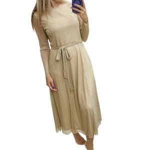 ANNE KLEIN Bella Crinkle gold Dress size 12